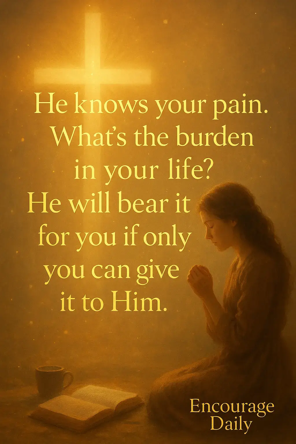 He knows your pain. He understands every silent tear. You don’t have to be strong all the time  just surrender it to the One who never fails.  #EncourageDaily/Everydayuplift1 #JesusCares#HealingInChrist#DailyEncouragement