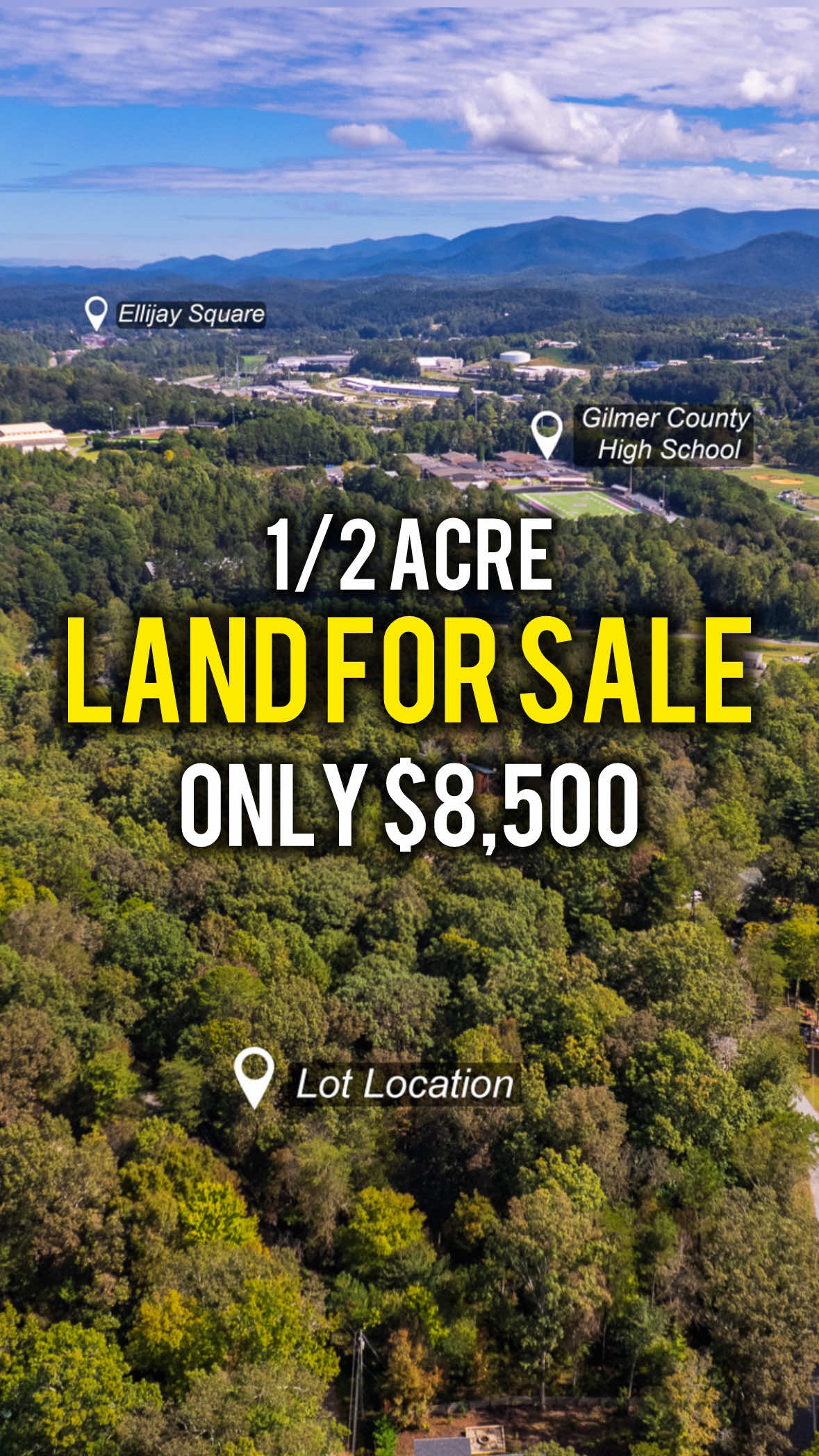 1/2 Acre Piece of Land for Sale in Ellijay Georgia 🌳 Ready to build a cabin or your dream house? 🏡  Near the Ellijay Town Square & Gilmer High school 📚  Who’s looking to buy some land? 🌲  #ellijaygeorgia #georgiarealestate #blueridgemountains 
