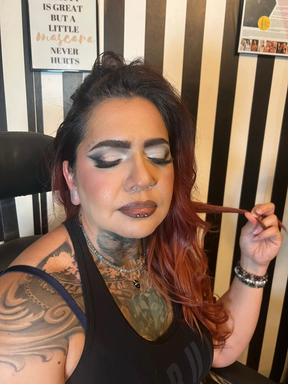 This isn’t soft glam — this is precision with attitude. Every blend, every line, every shimmer serving dark glam perfection. ⚡️ #grungeglam #vampvibes #darkglam #makeupbysabina #altbeauty ⸻ Products Used: • Skin prep: full @Point of View Beauty skincare line • Base: @r.e.m. beauty Sweetener Foundation & @ColourPop Cosmetics Pretty Fresh Creamy Concealer • Blush: @Patrick Ta Beauty Double Take Blush (She Goes To The Gym) • Eyes: @DanessaMyricksBeauty Eye Base, @makeupbymario Master Mattes® Eyeshadow Palette: The Neutrals + Ethereal Eyes Eyeshadow Palette (Moonlight),  Danessa Myricks Beauty Lightwork VI Freedom Palette • Lips: @MOB Beauty M147 Liner + @Maybelline NY 95 Captivated • Setting: @Nikkia Joy Cosmetics Velvet Brightening Powder + @KimChi Chic Beauty Puff Puff Pass Setting Powder (Translucent) • Brows: @Anastasia Beverly Hills Brow Wiz in Dark Brown Not your average beat — this one’s built for attitude, precision, and pigment payoff. 🖤