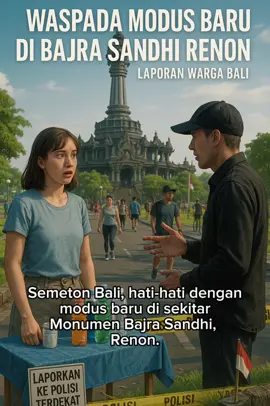 Kondisi dan situasi yang sangat ramai karena hari Car Free Day, menurut keterangan adik saya sekitar jam setengah 9 pagi tiba-tiba didatangi oleh seorang pria dewasa (perkiraan umur 35–40 ke atas) dengan perawakan sedikit kurus, baju warna hitam, memakai tas selempang dan memakai topi. Pria tersebut membeli sebotol minuman kepada adik saya tetapi tidak langsung membayar, malah pria tersebut meminta bantuan kepada adik saya untuk mengikuti pelaku beralasan untuk membayar. Mengingat situasi pada saat itu sangat ramai, adik saya tidak berpikir ke hal negatif karena mungkin pelaku lupa membawa uang dan mencari keluarga atau teman untuk membayar minuman yang dibeli kepada adik saya. Setelah sampai di kawasan dalam Monumen Bajra Sandhi, situasi cukup sepi, pelaku mengeluarkan gunting dari dalam tasnya. Adik saya yang kaget tidak berani berteriak dan berbuat apa-apa karena pelaku membawa senjata tajam. Pelaku tersebut berkata “DIAM!”, lalu menyuruh dan memaksa adik saya untuk menundukkan kepala. Pelaku kemudian memegang rambut adik saya, dan saat adik saya ketakutan memohon untuk dilepaskan, pelaku langsung memotong pendek rambut adik saya. Beruntungnya, ada seseorang yang datang membantu adik saya sehingga pelaku tidak sempat melanjutkan aksinya. sumber Taksu_Bali #WaspadaBali #CFDRenon #fyp #PoldaBali #KejadianRenon  