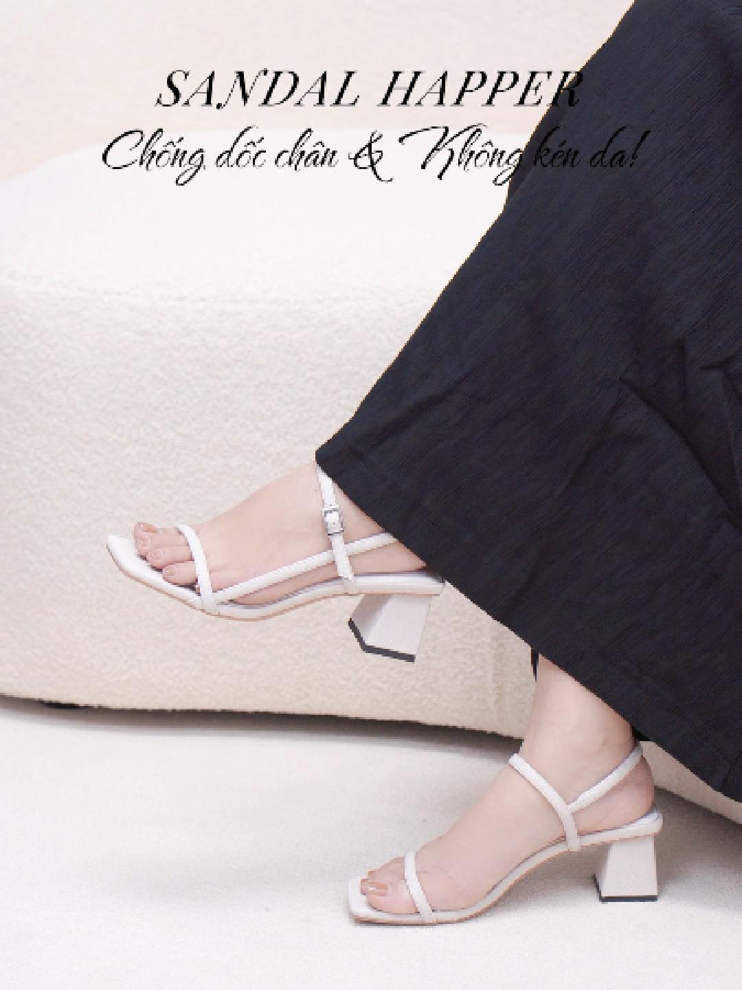 Sandal gót vuông 6p màu xám kem vừa dễ đi lại không kén outfit, chuẩn gu nàng công sở!! #haducollection #giaycaogot #sandalcaogot #xuhuong #sandal7p #sandaldaymanh