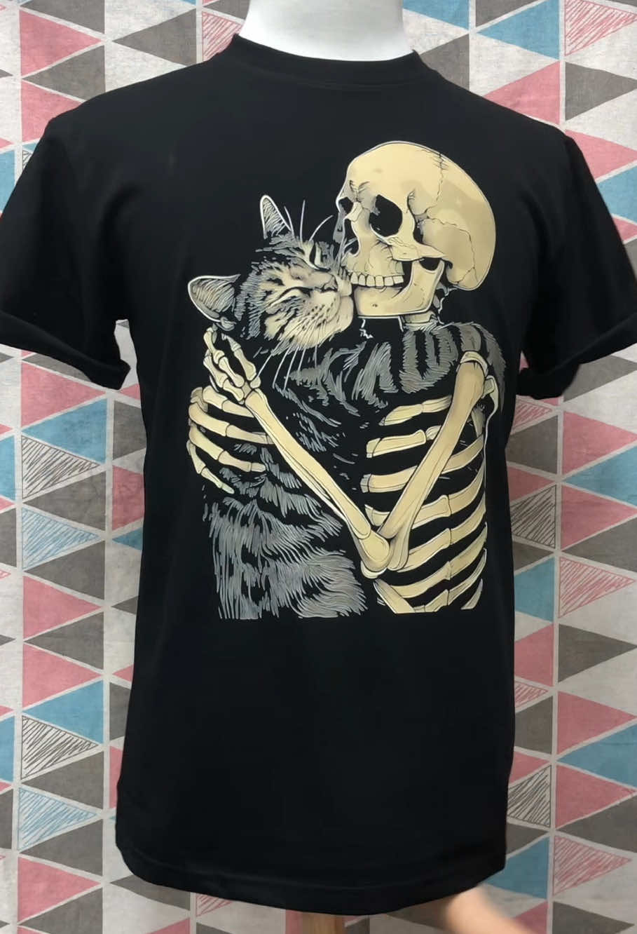Skeleton Hugging Cat Halloween Shirt