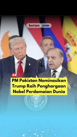 Perdana Menteri Pakistan, Shehbaz Sharif menominasikan Presiden Donald Trump untuk mendapatkan nobel penghargaan perdamaian dunia. Shehbaz berpendapat, Trump melakukan kerja luar biasa dalam diplomasi perdamaian saat ada ketegangan antara India dan Pakistan, termasuk juga antara Israel dan Hamas. Video: reuters Kreator: Zakaria  #pakistan #shehbaznominatedtrump #trump #nobelperdamaiandunia #pbb 