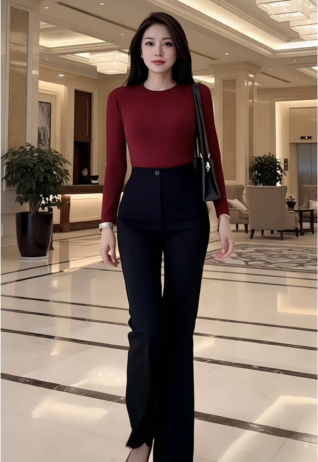 Quần Tây Ống Loe Nữ Cạp Lưng Cao chất tuyết mưa #xuhuong #viral #fyp #quantaynu #quantayongloe 