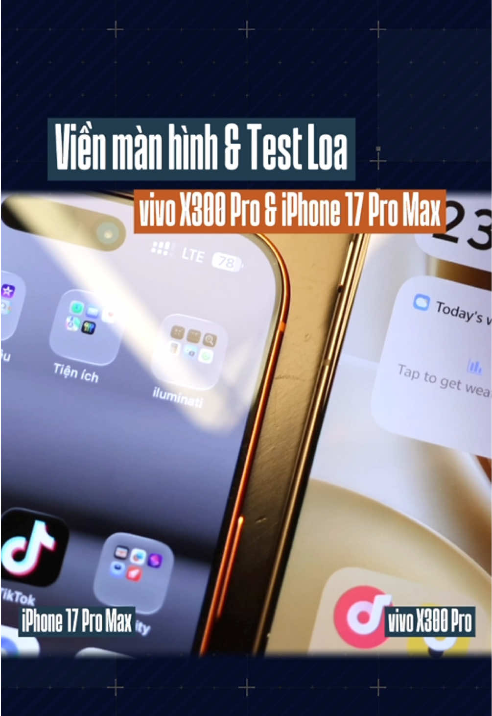 So sánh độ mỏng viền màn hình và test thử loa trên #vivoX300Pro với #iphone17promax #vivox300series #vinhxo 