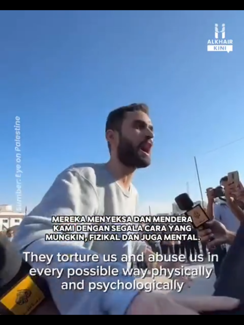 A former detainee shared how he was tortured relentlessly in the occupier’s prison, then was released only to see the whole of Gaza subjected to the same torture. Sometimes leaving prison doesn’t mean being free… it’s just moving to a larger prison. @eyes.on.palestine  #palestine #gaza #ceasefire #netanyahu #trump 