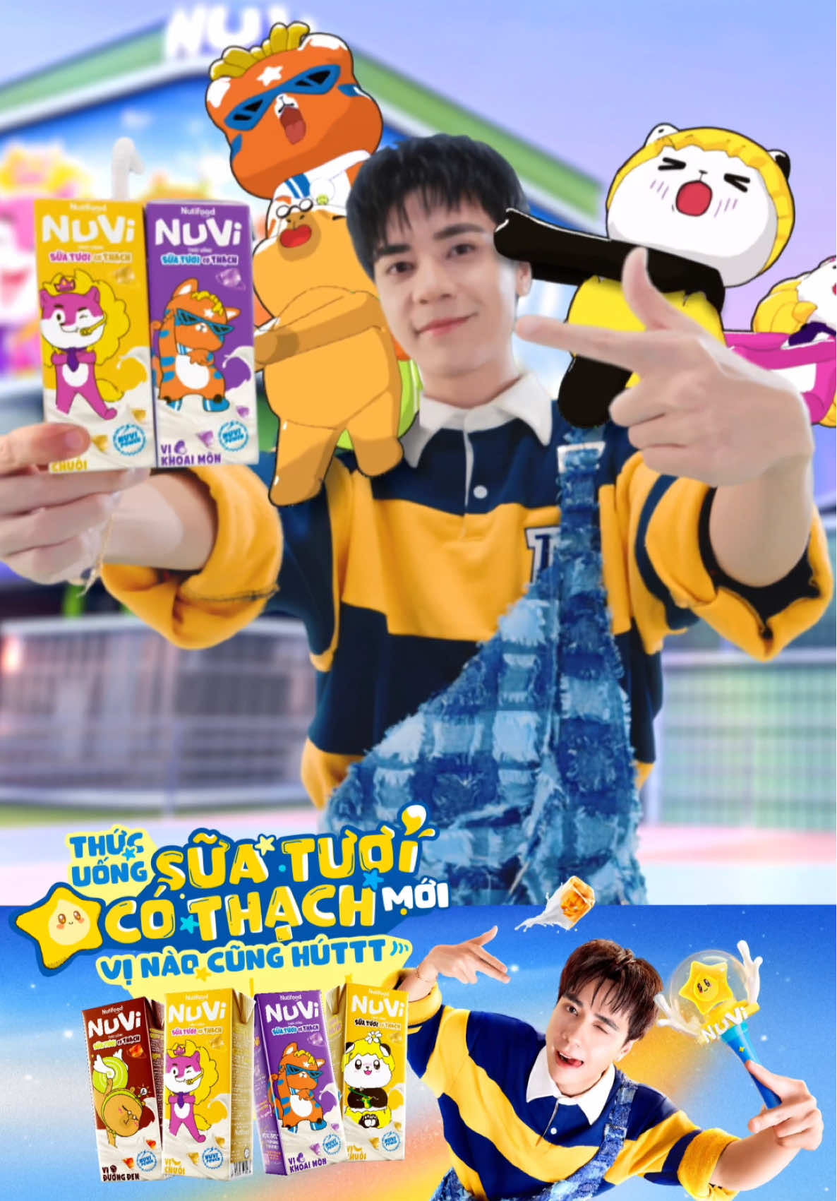 CÙNG NUVI VÀ QUANG HÙNG MASTERD “BẬT MÍ” VŨ TRỤ IDOLS NHÍ! Đã đến lúc bé yêu bắt trend với bộ đôi sữa NuVi thế hệ mới: 🍌Chuối ngọt dịu và 🍠 Khoai môn thơm béo. Không chỉ ngon miệng, NuVi Thức Uống Sữa Tươi Có Thạch còn tiếp năng lượng cho bé vui khỏe, tự tin tỏa sáng cùng thần tượng trong Vũ Trụ Idols Nhí. 🌟 Thành phần 60% sữa tươi sạch từ trang trại NutiMilk Gia Lai kết hợp cùng thạch dai giòn. 🌟 Giải pháp thay thế cho trà sữa kém dinh dưỡng, bổ sung dinh dưỡng cho bé cao lớn khỏe mạnh, tự tin bật chất idol. Khám phá ngay NuVi Thức Uống Sữa Tươi Có Thạch – thức uống bé yêu thích, mẹ an tâm!  #NuVi #NuViWorld #NuViChuoi #NuViKhoaiMon #IdolNayLaCuaNuVi 