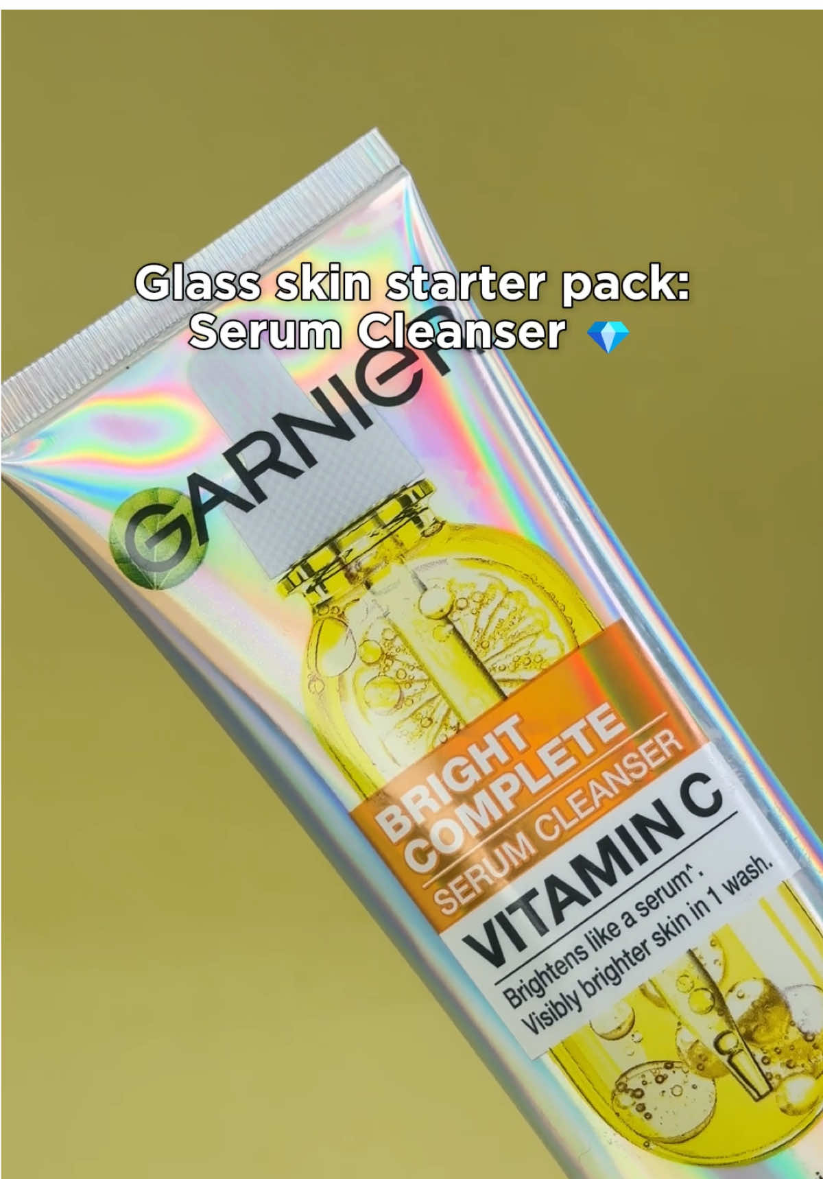 Basic cleanser? Pass ❌  Garnier Bright Complete Serum Cleanser buat double job → cuci + cerahkan sekali gus 💛! #GarnierCleanser #SerumMuSeriMu #GarnierMalaysia #FYP #Brigthening