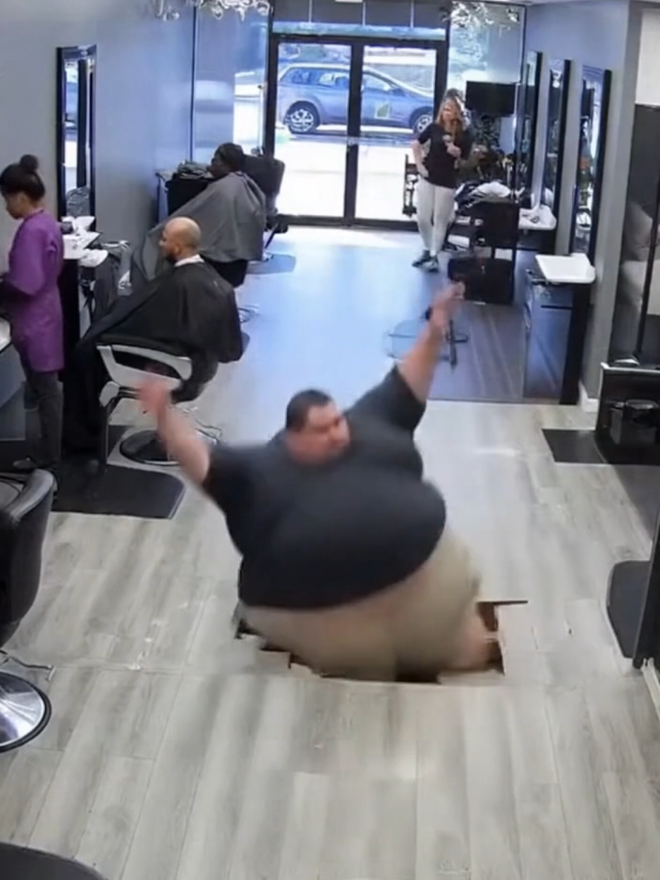 Fatman collapse under the floor 🤯  #fatman #sora #ai #fyp 