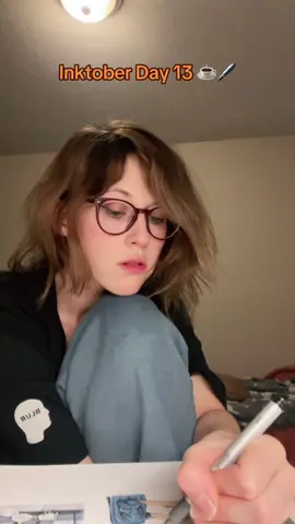 #inktober day 13: drink ☕️ I must pay respect to the previously named beverage, the Gibraltar, at my hollywood coffeeshop, so here’s my coworker friend Brian making it 🫘 #inktober2025 #barista #copicmarkers 