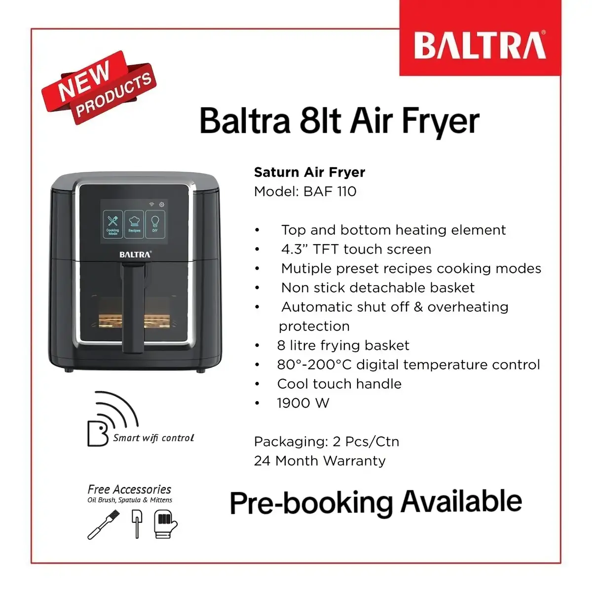 Pre-booking is open for our new product baltra 8lts with smart wifi control #airfryer #moosto #baltraairfryer 
