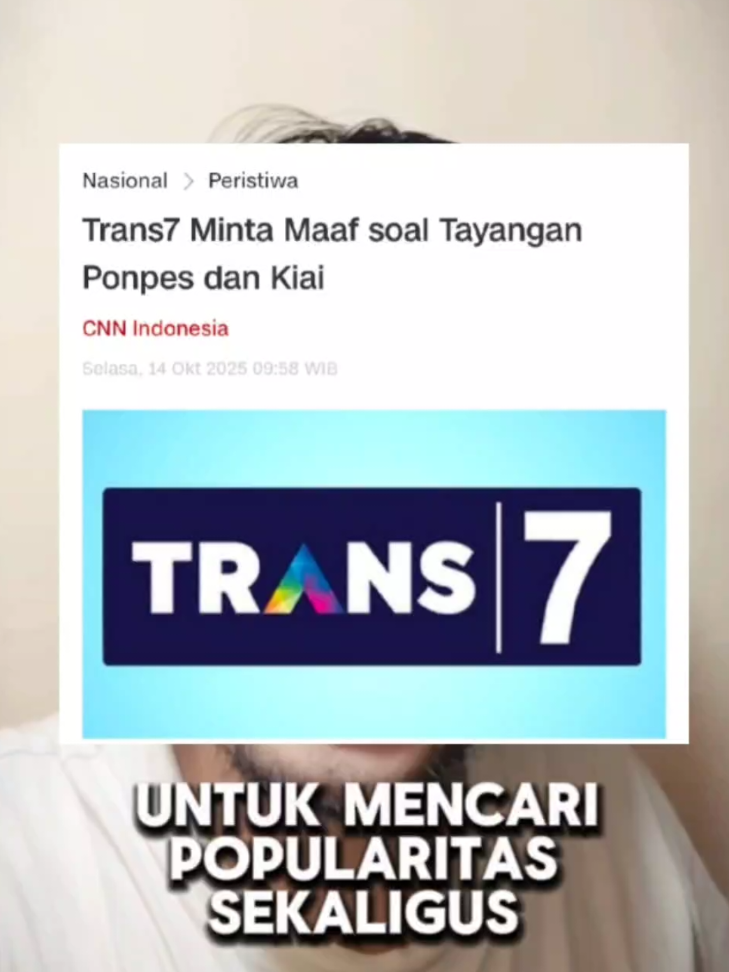 Chairul Tanjung sebagai Pemilik TRANS7 memang berhasil dalam membangun Raksasa Bisnisnya, tapi ternyata dia Gagal dalam membangun Pondasi Moral Medianya. #boikottrans7 #lirboyo #pondokpesantren #santriuntuknegeri #beritaviral 