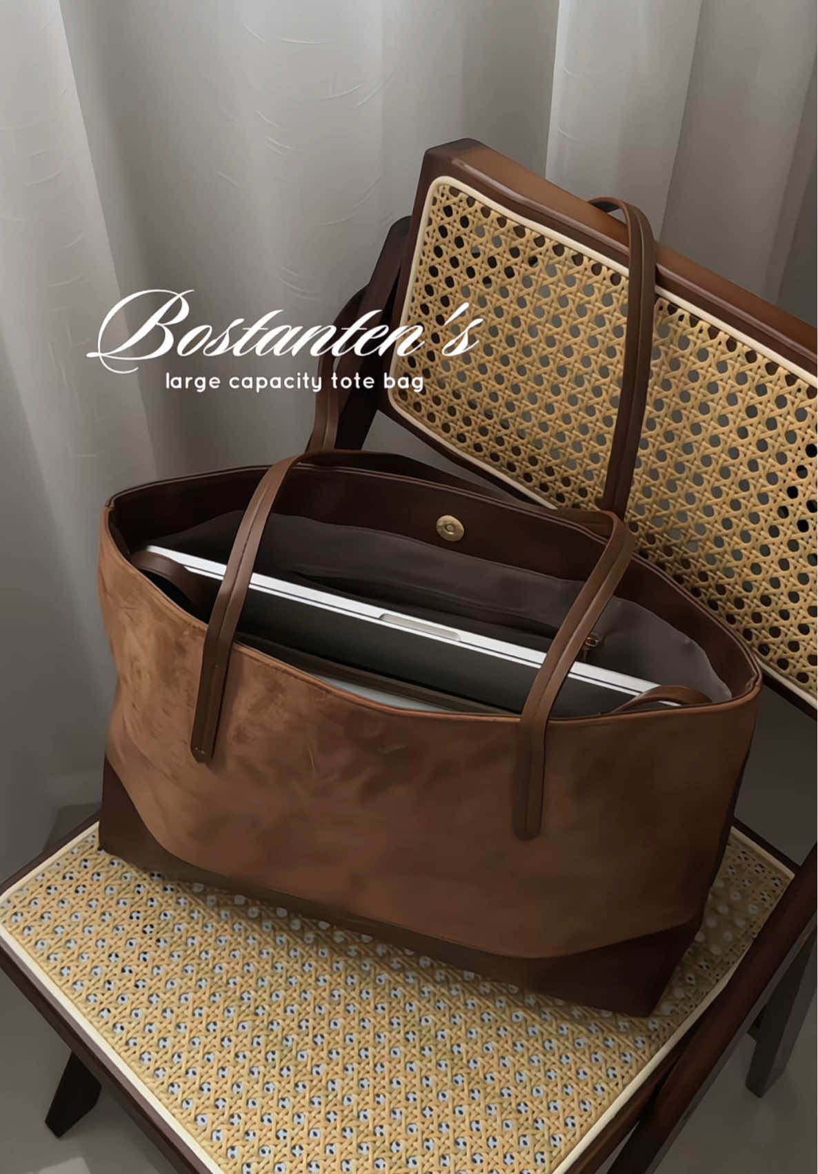 Replying to @andre ☁️ Bostanten Large Capacity Suede Bag 💼 Fits 16-inch laptops | Premium suede exterior | Perfect for work, travel & style ✨ #LaptopBag #Bostanten #workbag #BagTok #largecapacitybag 