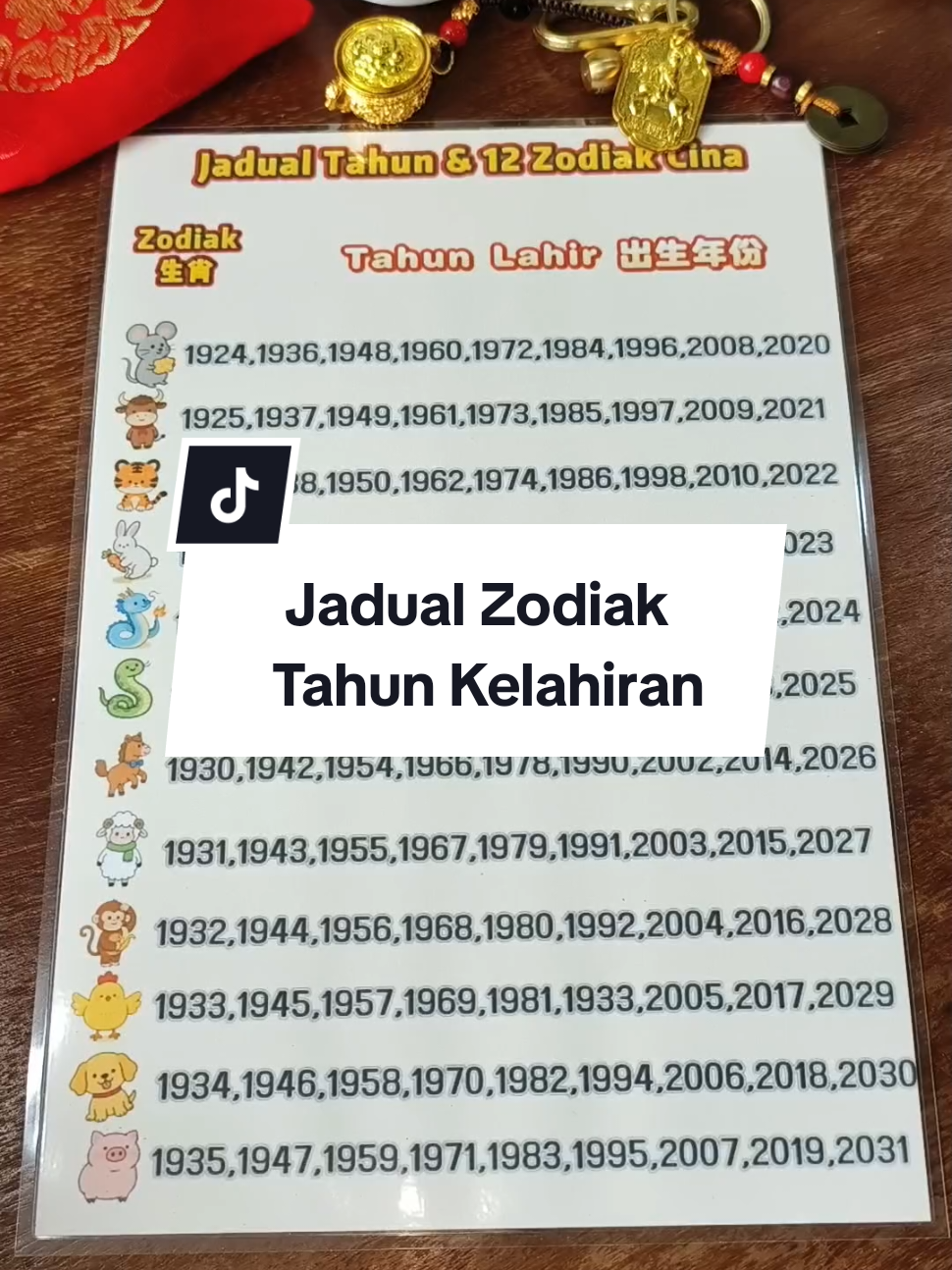 ok guys..saya dah sediakan 1 jadual tahun kelahiran ..untuk memudahkan korang nak pilih zodiak #LuckyKeychain #keychain #syilinglama #keychainsforyou #creatorsearchinsights 