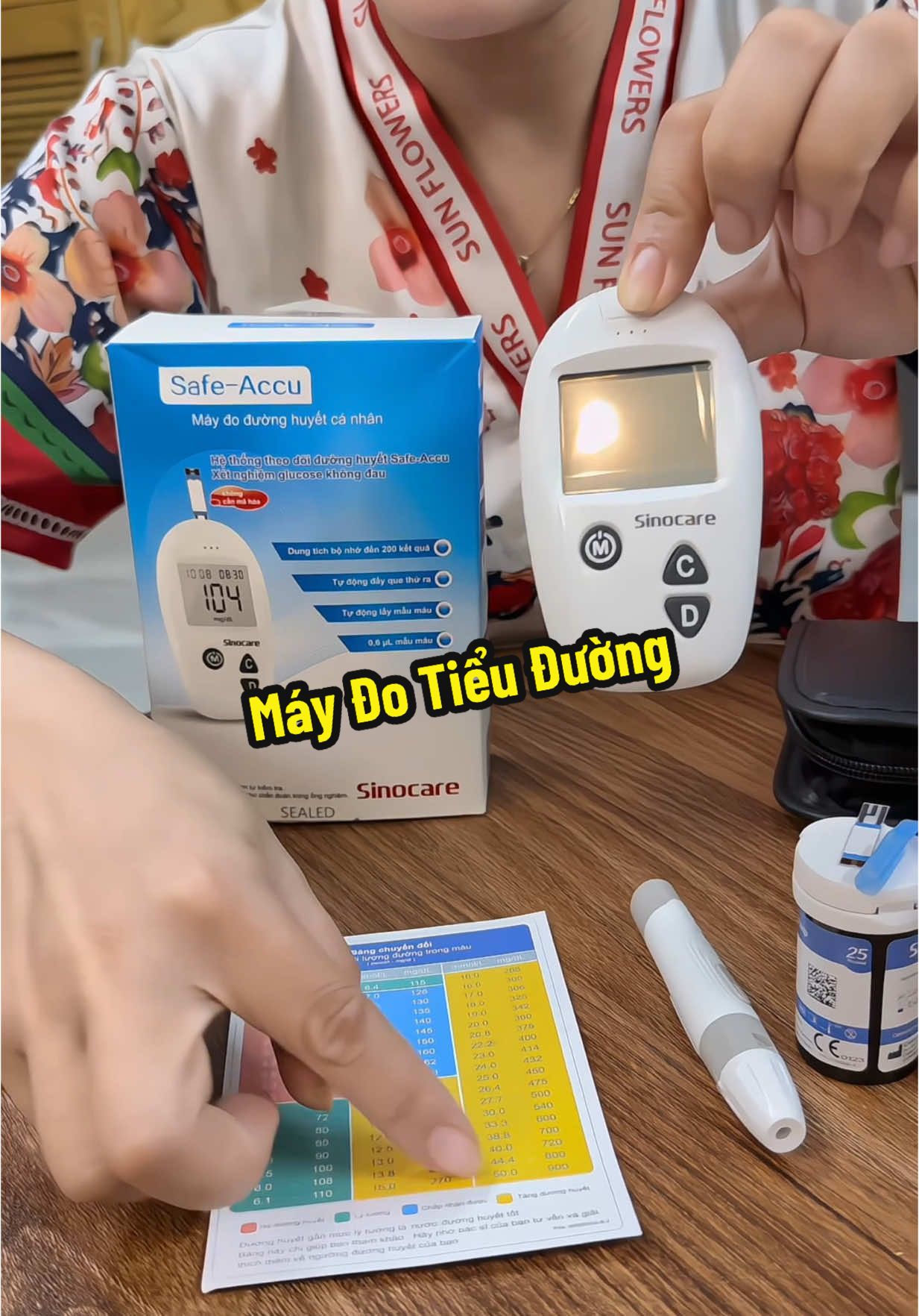 Máy đo tiểu đường Sinocare kèm bảng chỉ số kết quả#maydotieuduong #maydoduonghuyet #chamsocsuckhoegiadinh #duongthapcam3 