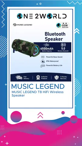Music legend T8 Hifi wireless speaker #speaker #speakerbluetooth #tiktok #tiktokshop #one2world 