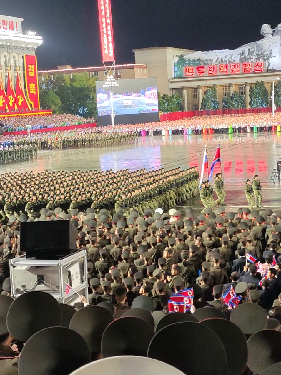 Watching heroic veterans of #NorthKorea marching in Kim Il Sung Square #Pyongyang #DPRK  #northkoreatiktok #Travel 