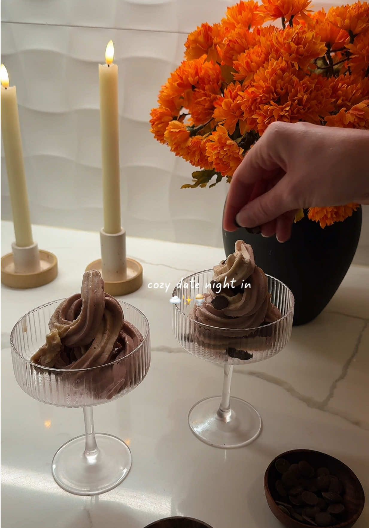 Cozy date night in ✨🍨 I’ve had the original Ninja Creami for about a year and a half and absolutely love it but this new Ninja Swirl by @Ninja Kitchen takes it to another level  🤍 Now I can make soft serve and swirl it into an ice cream cone 🍦 We love ending the night with a sweet treat, and I make ours with protein + fruit so it’s healthy and delicious 🥰 #NinjaCREAMi #NinjaSwirl #NinjaPartner #datenight #datenightideas   