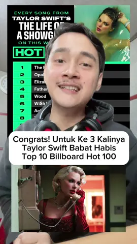 3x babat habis top 10 Billboard Hot 100!!! 😍 #taylorswift #thelifeofashowgirl #ts12 #billboard #thefateofophelia 