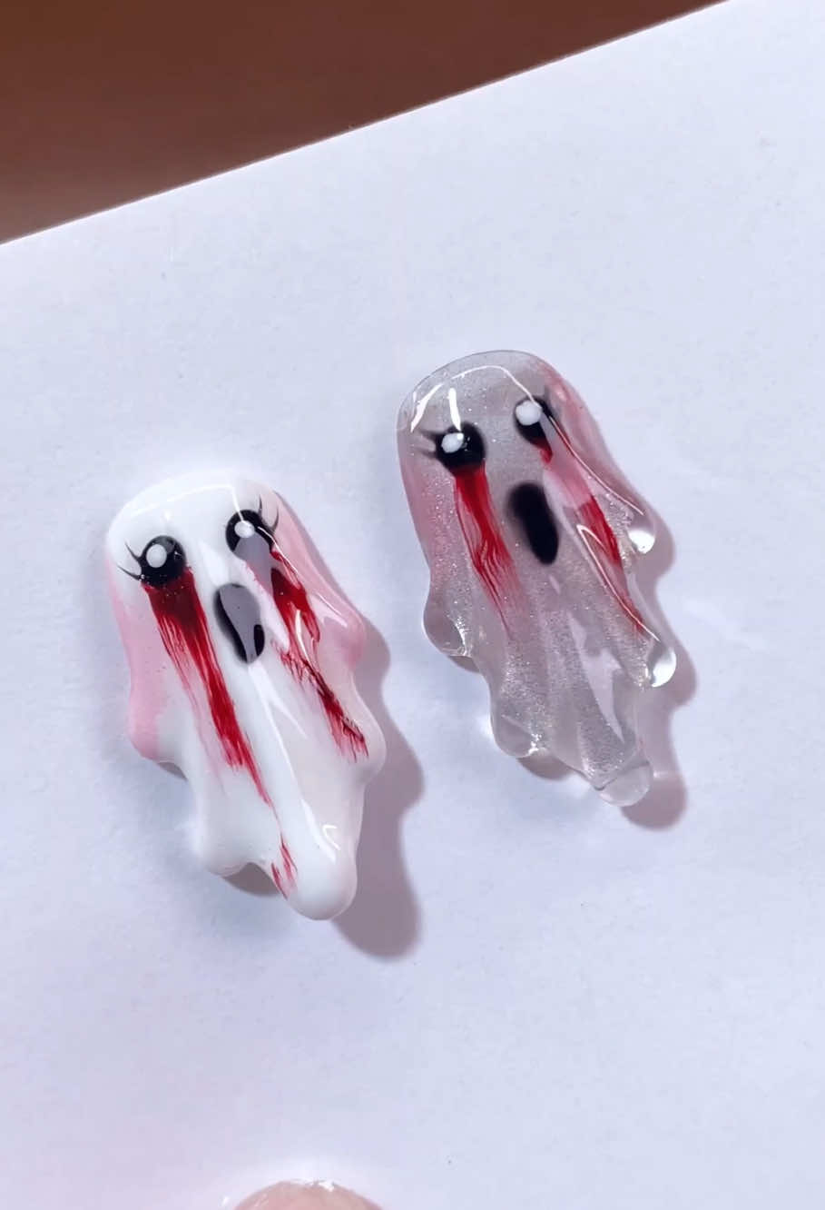 POV: Found 2 crying ghost buddy 😭👻 #nails #nailart #nailsdesign #CuteGhost #fyp