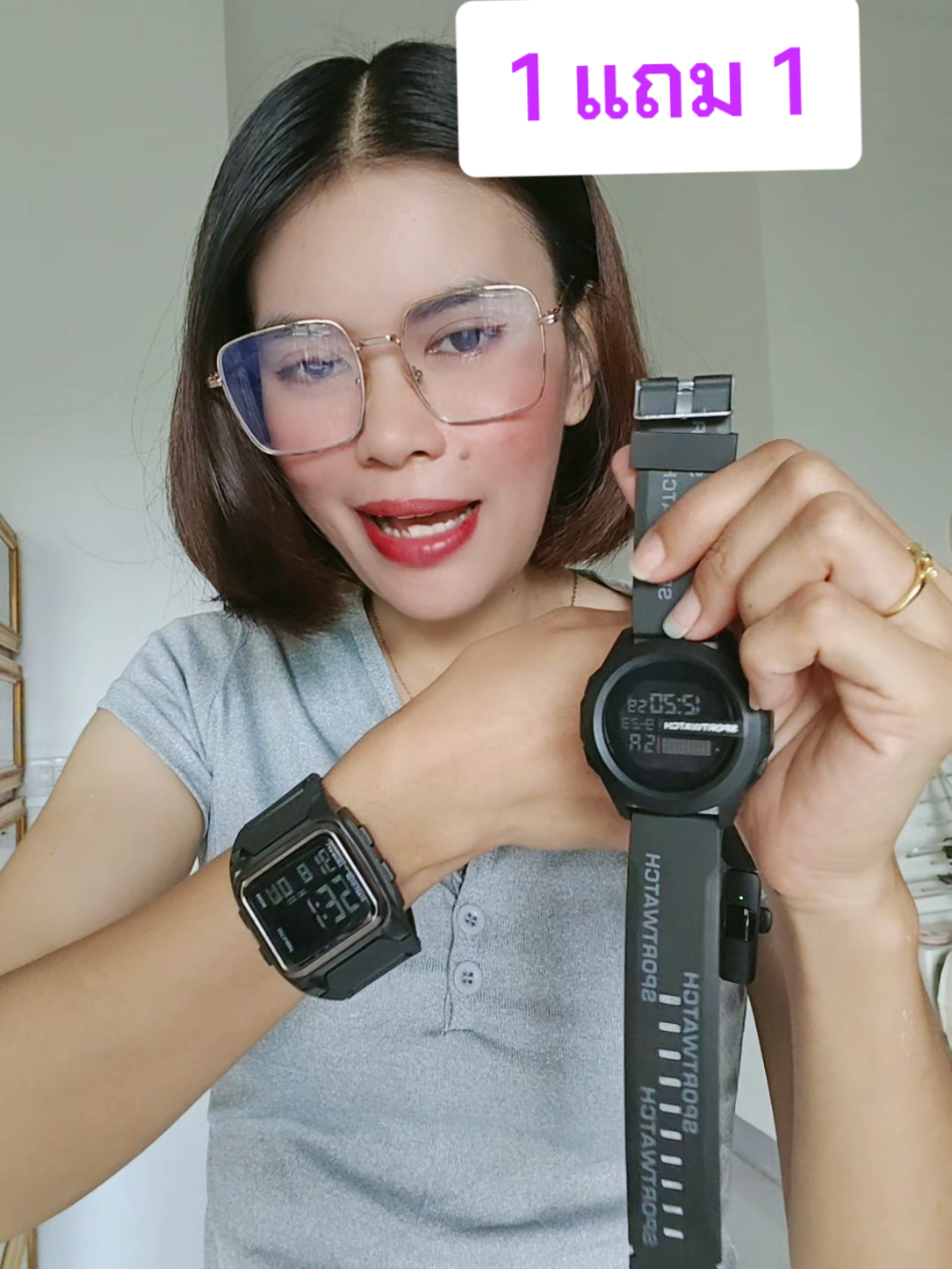ทรงสปอร์ตเท่ๆ จัดให้กลม 1 เหลี่ยม 1 สวย แข็งแรง #นาฬิกา1แถม1 #นาฬิกาข้อมือ #นาฬิกา #ของขวัญ 