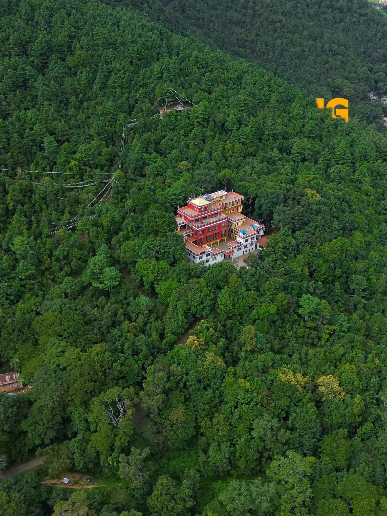 PHARPING RED GUMBA🕉🕊 #bestplacetovisitnearkathmandu ##scanery #explorenepal #droneshot #pharlingdada
