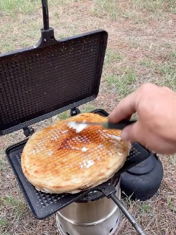 Autumn Forest Vibes & a Giant Sandwich Feast 🌲🥪 #foodtutorials #wildfood #campingrecipes #outdoorchef #survivalcooking