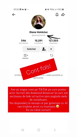 Atenție mare la conturile fake!  Acesta este singurul meu cont pe care postez continut educational! #growmyaccount #foryou #fy #credit 