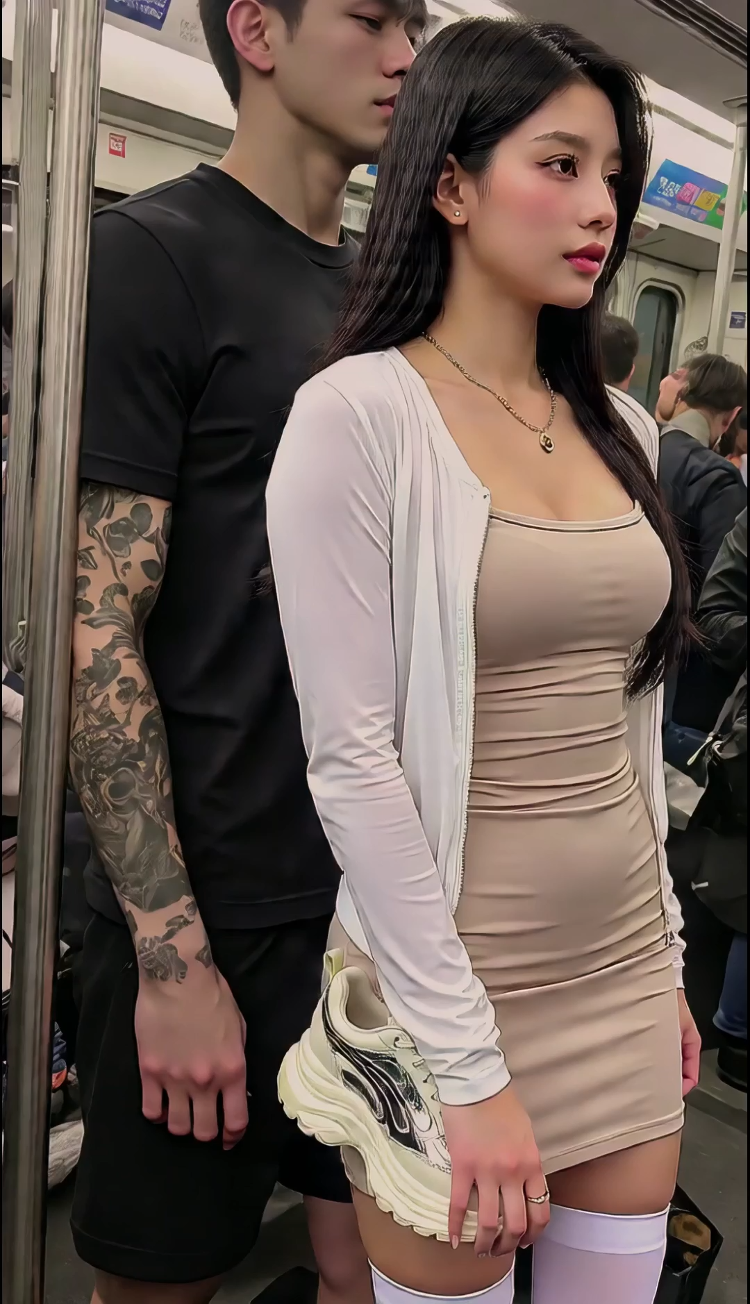 #aiart #rushhour #beauty #charminggirl #subway