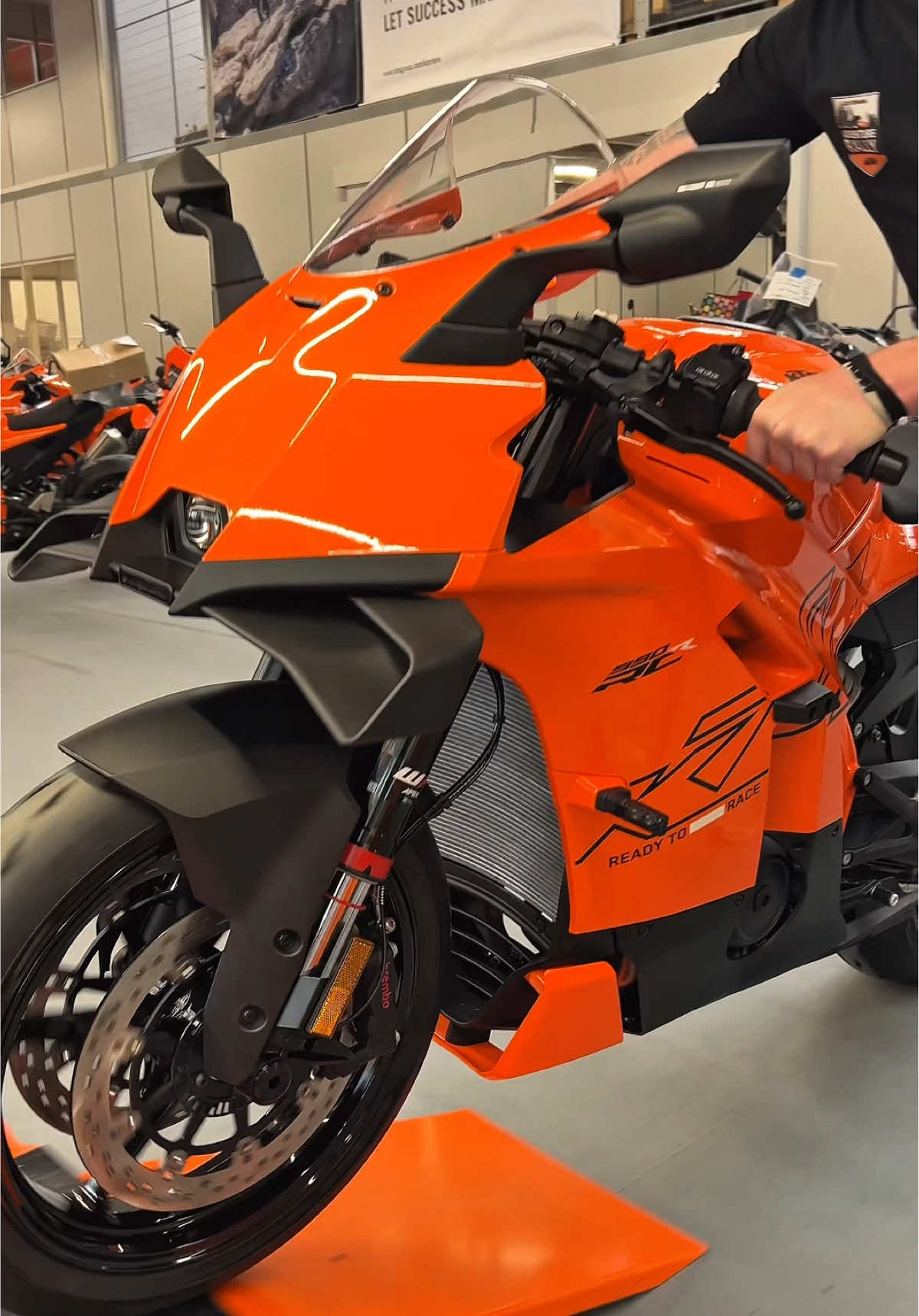 The new KTM 990 RC R🔥 Getting prepped for the very first street ride. 🏍️💨 #KTM #ReadyToRace #KTM990RCR #Supersport #NeverStop @KTM 