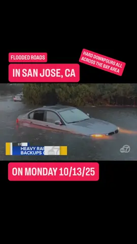 Several cars, including a BMW, were submerged in floodwaters in San Jose, California on Monday. The entire Bay Area felt the rain as it swept across the region. 