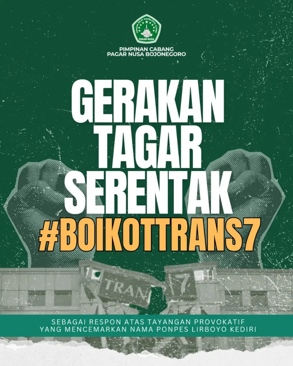 Jika NU memanggil hanya ada satu jawaban 🔥🔥🔥 . . #boikottrans7 #pagarnusa #pagarnusa86 #jrnlgagak #pagarnusa86💚🔱 