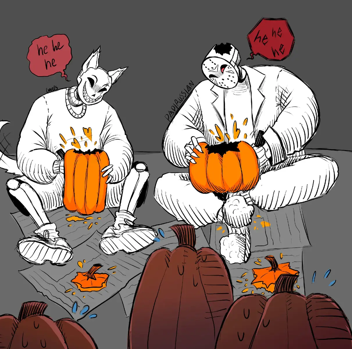 Day 9: Carving Pumpkins #undertalehalloweenpartyau #underfell #horrortale #sans #inktober 
