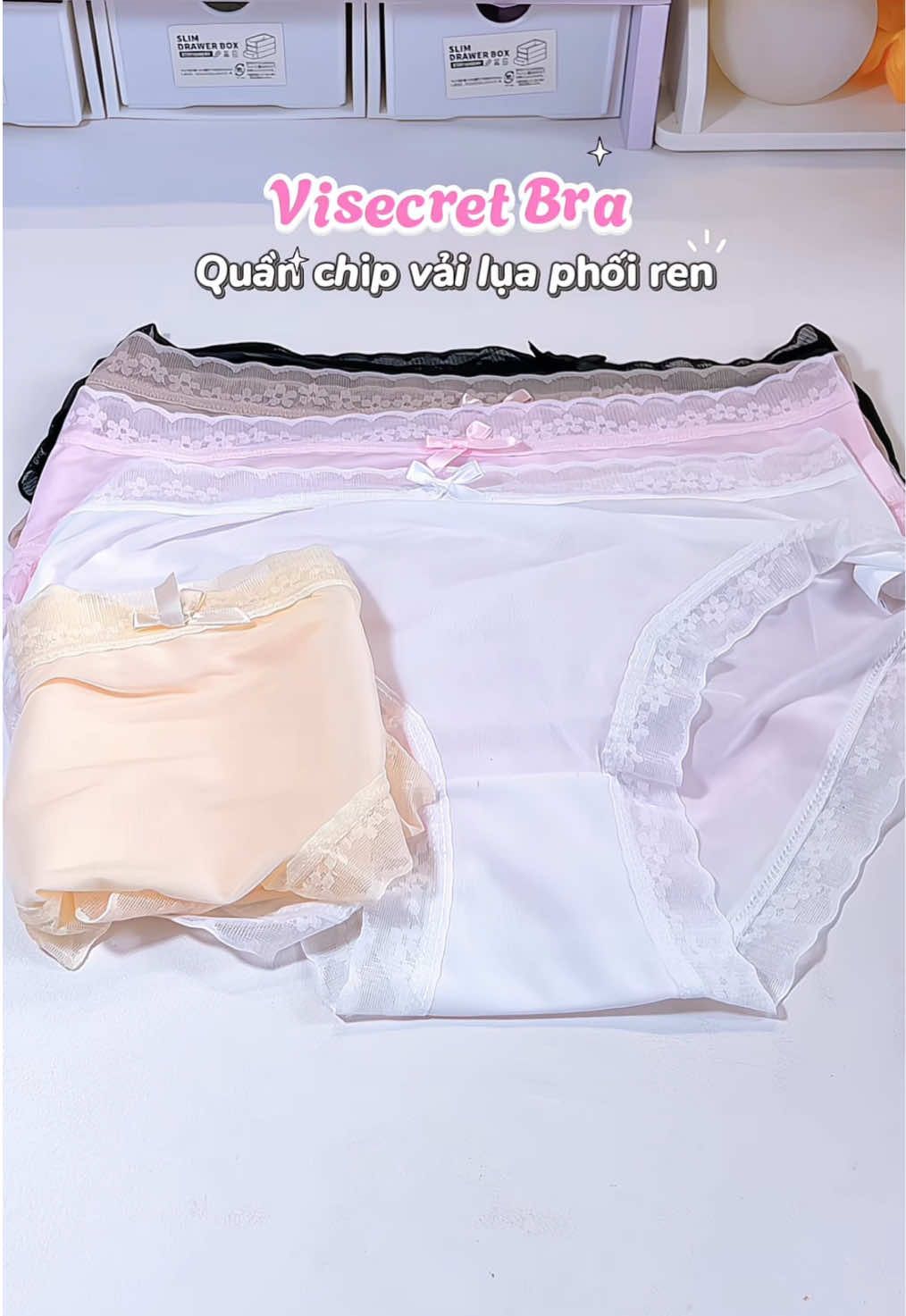 Quần chip lụa nhà Visecret Bra mặc mát lạnh 🥶 dữ lắm, mỏng nhẹ gất iuuu #quanchip #visecretbra #quanchipren #quanchiplua #quanchipredep 