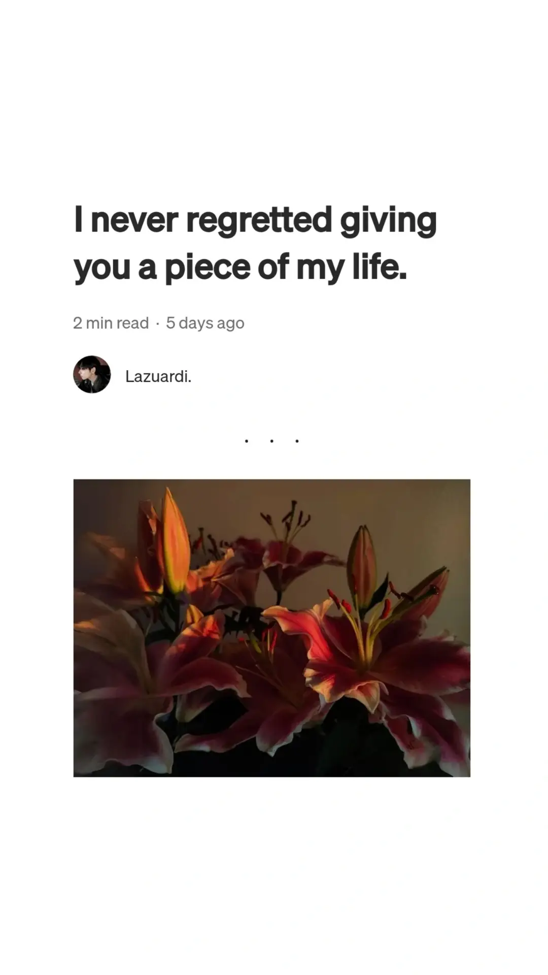 And so the world blooms again, this time I didn't. #medium #mediumapp #article #writing #fyp 