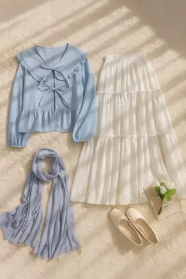 OUTFIT BLUE STYLE😋 #setelanwanita #oneset #fashiontips #outfit #fyp 
