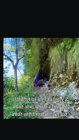 घरबेटीले घर बाट निकाल्दा ८२ बर्षकी आमा श्रीमती २ छोरा र १५ बर्षकी छोरी लिएर ओढारमा बस्दै ।