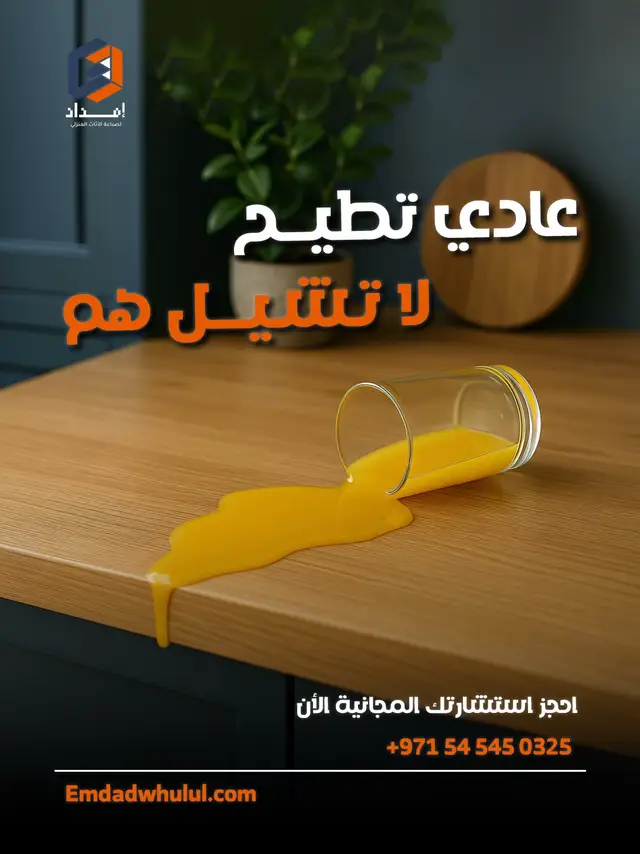 أسطح مطابخنا مقاومة للرطوبة والبقع، يعني تعيشون راحة بال كل يوم ✨ احجزوا استشارتكم المجانية الحين 👇 📞 +971 54 545 0325 #interiordesign #homedecor #kitchendesign #luxuryhomes #modernliving 