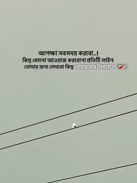 অপেক্ষা সবসময় করবো কিন্তু কোনো আওয়াজ করবোনা প্রতিটি লাইন তোমার জন্য লেখবো কিন্তু তোমার নাম লিখবো না