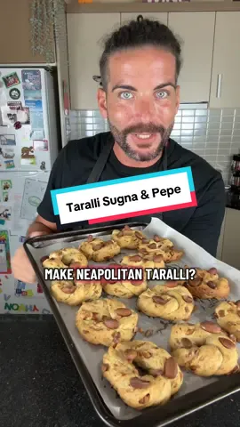 Neapolitan Tarallo | The Iconic Sugna, Pepper & Almond Biscuit from Naples 🇮🇹 Find more traditional Italian recipes like this at 👉 www.cookingwithtucci.com If you enjoy my recipes, please follow and share to help my channel grow — your support means everything! Crunchy, aromatic, and full of history — Taralli Napoletani are the pride of Naples’ bakeries. Traditionally made with sugna (pork fat), black pepper, and almonds, these savoury biscuits were born in the 1800s from leftover bread dough — and became one of the city’s most beloved street snacks, best enjoyed with a cold beer or a glass of wine by the sea. Makes about 14–16 pieces Ingredients (metric / US): • 200g almonds (1 ½ cups) • 350g flour 00 or bread flour (2 ¾ cups) • 150g water (⅔ cup) • 150g strutto or butter (⅔ cup) • 8g salt (1 ½ tsp) • 5g black pepper (1 tsp, freshly cracked) • 3g dry yeast (¾ tsp) • 30–40 almonds (for topping) Instructions: Toast almonds on a baking tray at 180°C / 355°F for 5 minutes and let cool. On a clean surface or bowl, combine flour, butter (or strutto), salt, pepper, and half the water mixed with yeast. Mix until water is absorbed, then add the remaining water and mix again until the dough comes together. Add the toasted almonds and knead until evenly distributed. Cover with a clean towel and let rest for 30 minutes. Cut into 50–60g (1.7–2 oz) pieces, roll each into a sausage shape, cut in half, and twist to form the traditional tarallo ring. Place on a baking tray lined with parchment paper, cover with plastic wrap, and let rise for 1 hour. Top each tarallo with 3–4 almonds. Bake at 200°C / 390°F (static) for 15 minutes, then switch to 180°C / 355°F (fan) for another 15 minutes. Let cool completely before serving. Crispy, savoury, and full of Naples’ soul — enjoy with a cold drink and a view if you can. Find more traditional Italian recipes like this at 👉 www.cookingwithtucci.com 👉 If you enjoy my videos, I’d really appreciate your support — even a small gesture makes a big difference. You can follow, share, or buy me a coffee at: ko-fi.com/cookingwithtucci #cookingwithtucci #tarallinapoletani #neapolitanfood #italiansnacks #napolifood  