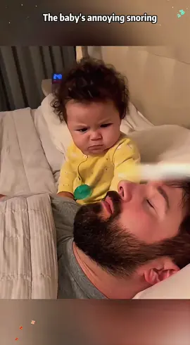 when dad's snoring bothers baby🤣#baby #newborn #cute #snoring #lol
