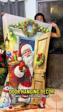 Pwede pala to pang design sa pinto? #christmasdecor #doorhangingdecoration #santaclaus  #santaclausdecor #christmasbanner 
