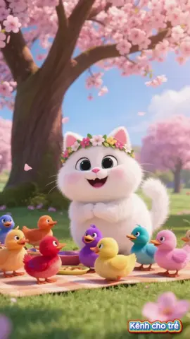Chú mèo và đàn vịt con vui chơi #kenhchotre #hoathinh #kidsoftiktok #tiktokkids #meowmeow 