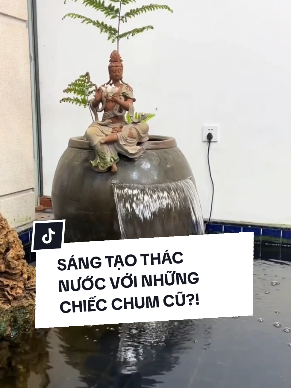 Thác nước hồ cá tí tách từ chum cũ: Độc đáo, thư giãn. Trang trí sân vườn, ban công, không gian làm việc. #cacanh77  #ThacNuoc #TieuCanhPhongThuy #TrangTriNhaCua #hồcá 