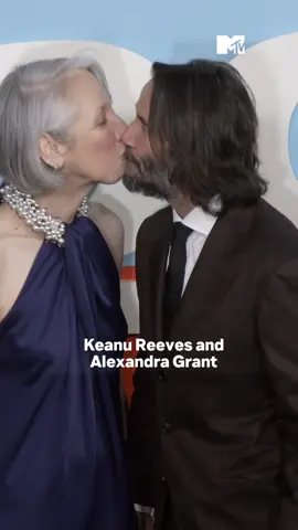 Keanu Reeves and Alexandra Grant sharing a kiss on the red carpet for the New York screening of Good Fortune 🥹 #keanureeves #alexandragrant #goodfortune #mtvceleb 