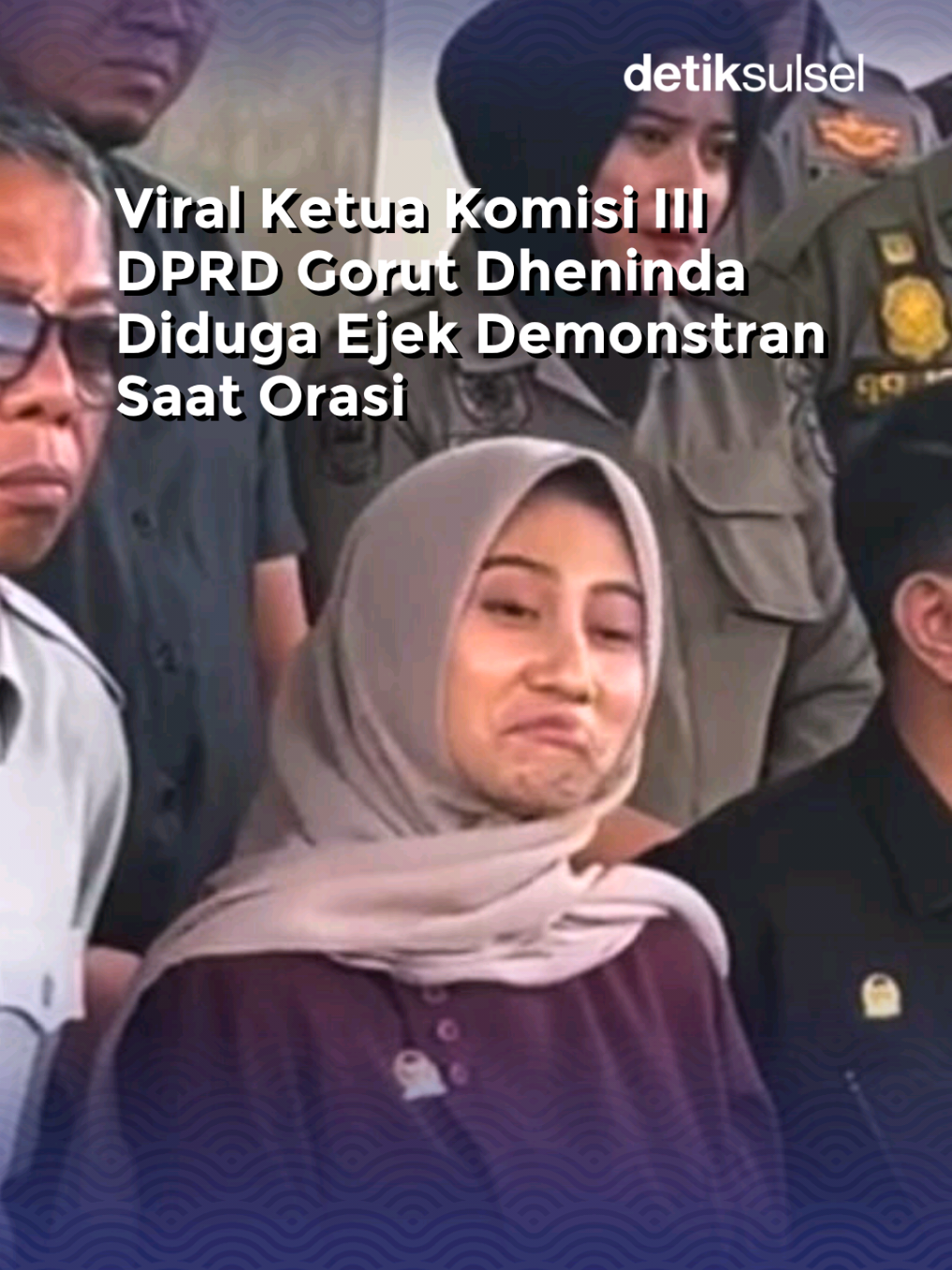 Ketua Komisi III DPRD Gorut, Dheninda Chaerunnisa, viral karena diduga mengejek demonstran saat orasi. Dheninda mengaku kaget dengan viralnya penggalan video tersebut. Dia juga menyebut kejadian sebenarnya tidak seperti itu. 