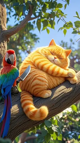 Can't beat the parrot #Orangecat #cats #cat 