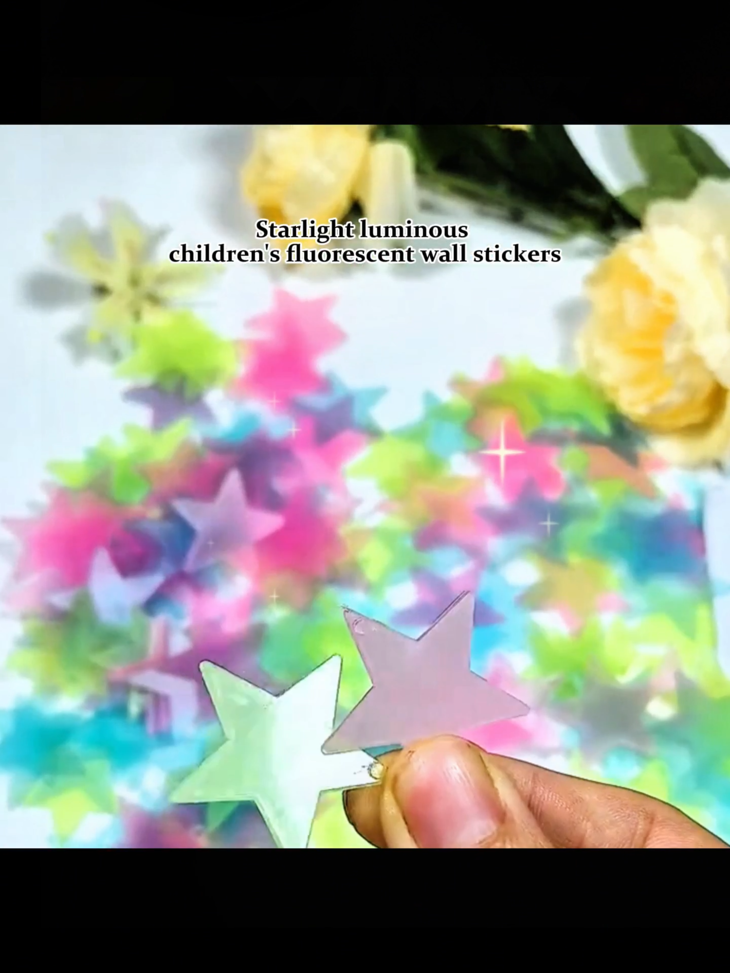 100pcs Self-Adhesive Glow in The Dark Stars  Kid Bedroom Home Decoration#Starluminouspatch#Fluorescentstereoscopicpatch#Luminouswallstickers