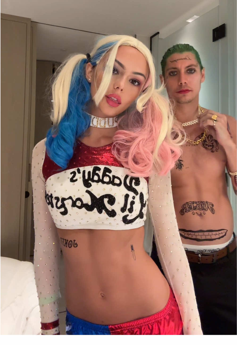 Last years Halloween costume @Samuel Vanderpump #halloween #halloweencostume #harleyquinn #joker 