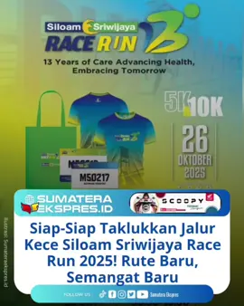 Race Pack Collection (RPC) Siloam Sriwijaya Race Run 2025, siap diambil 23-25 Oktober di Graha Pena Sumatera Ekspres. Selain itu, runner diminta menyiapkan fisik dan mental untuk menaklukkan jalur kece dengan rute terbaru pada pelaksanaan 26 Oktober ini. 
